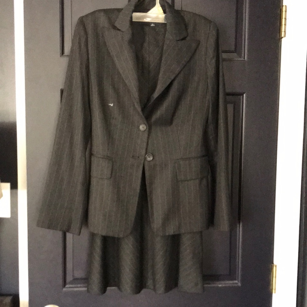 Grey pinstripe suite